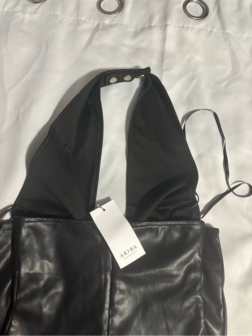 AKIRA Black One-Shoulder Faux Leather Dress - Picture 7 of 8